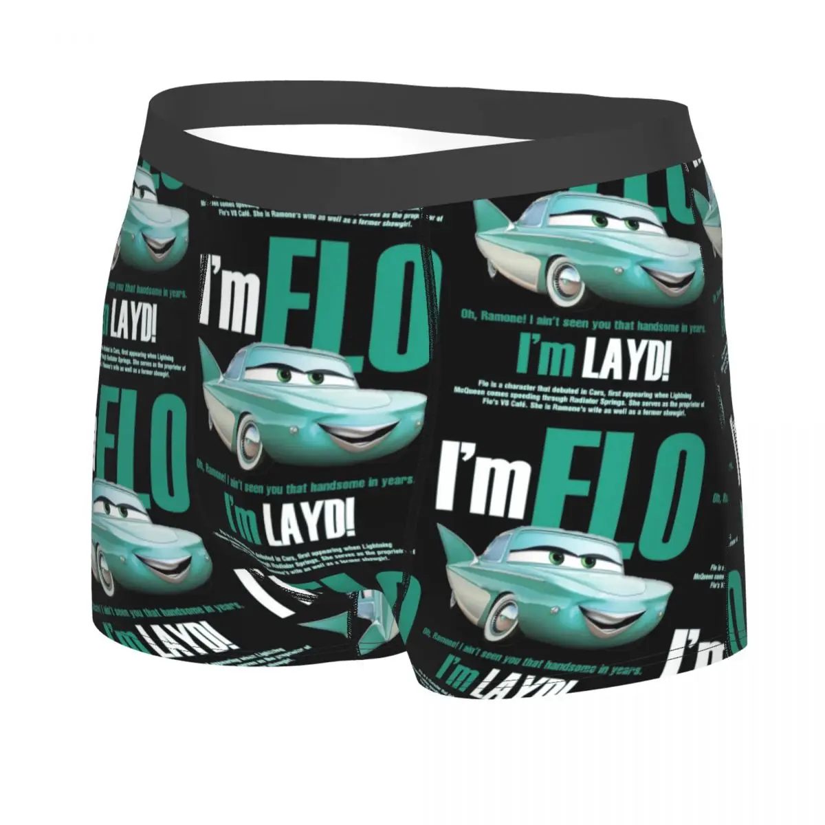 Flo Rains Mcqueen Cars Boxer pour hommes, caleçons longs drôles, sous-vêtements doux, culottes