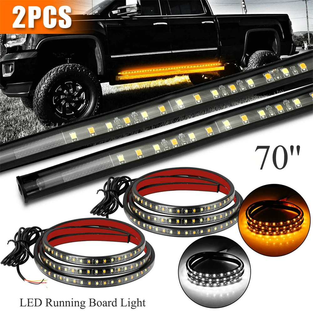 

2PCs 70 in Truck LED Running Board Lights Sequential Amber Led Side Marker Light