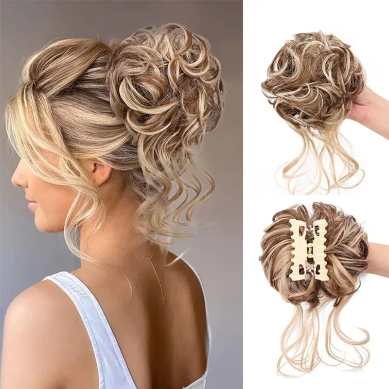 

Synthetic Hair Bun Messy Hair Scrunchies Extensions Curly Wavy Messy Chignon For Women Updo Hairpiece Hair Accessories