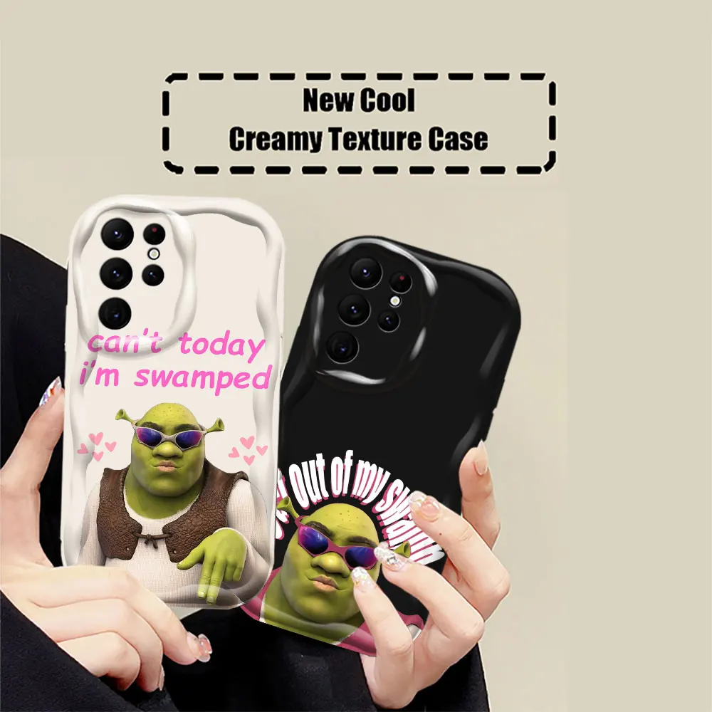 Funny Movie Shrek Cat Cartoon Phone Case For Samsung Galaxy S24 S23 S22 S21 S20 Ultra Plus Fe A55 A54 A53 A52 S 5G 3D Wave Cover