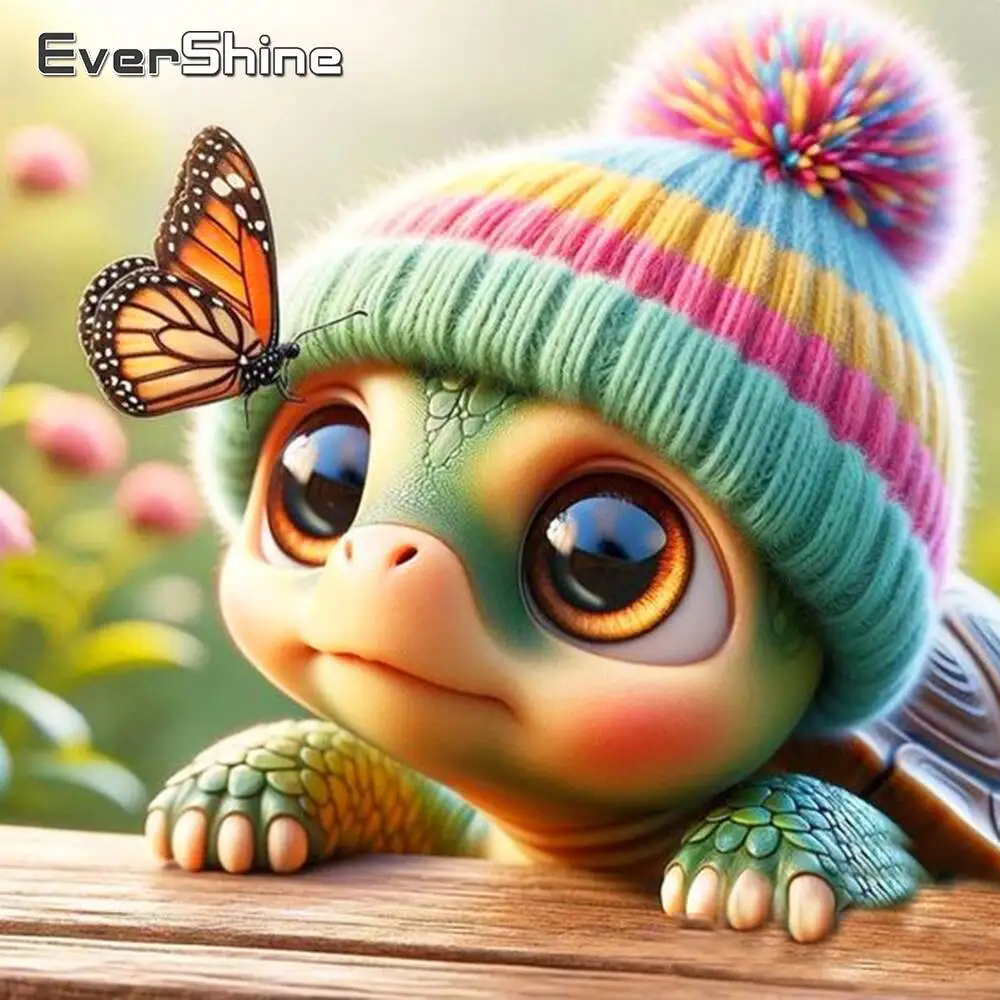 Evershine Diamant Malerei Schildkröte Tier Bild von Strass Schmetterling Diamant Mosaik Schildkröte Cartoon handgemachtes Geschenk