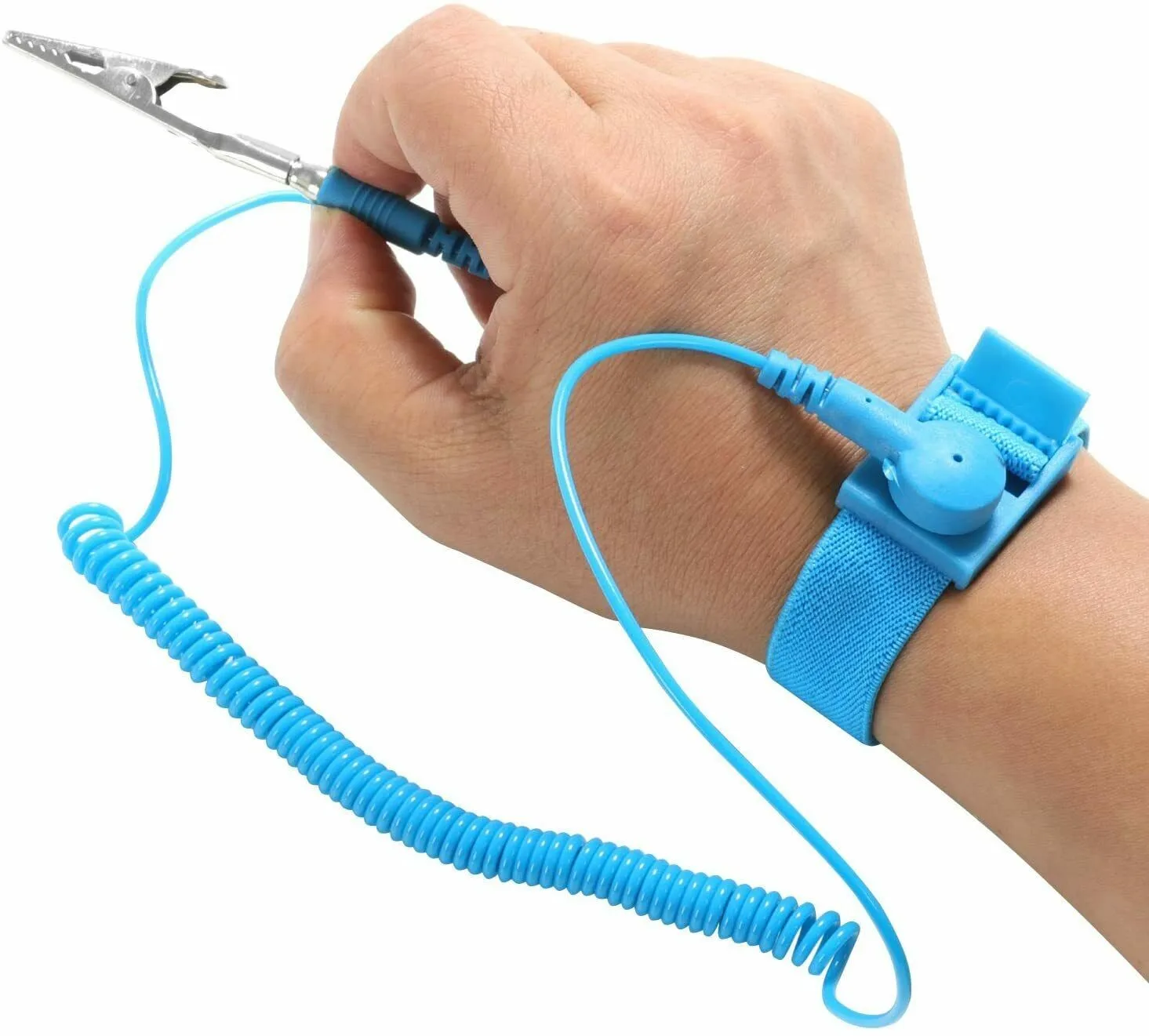 Wrist Strap with Anti Static Grounding Wire and For Alligator Clip for Safe Use in Electronics Testing and Assembly Operations