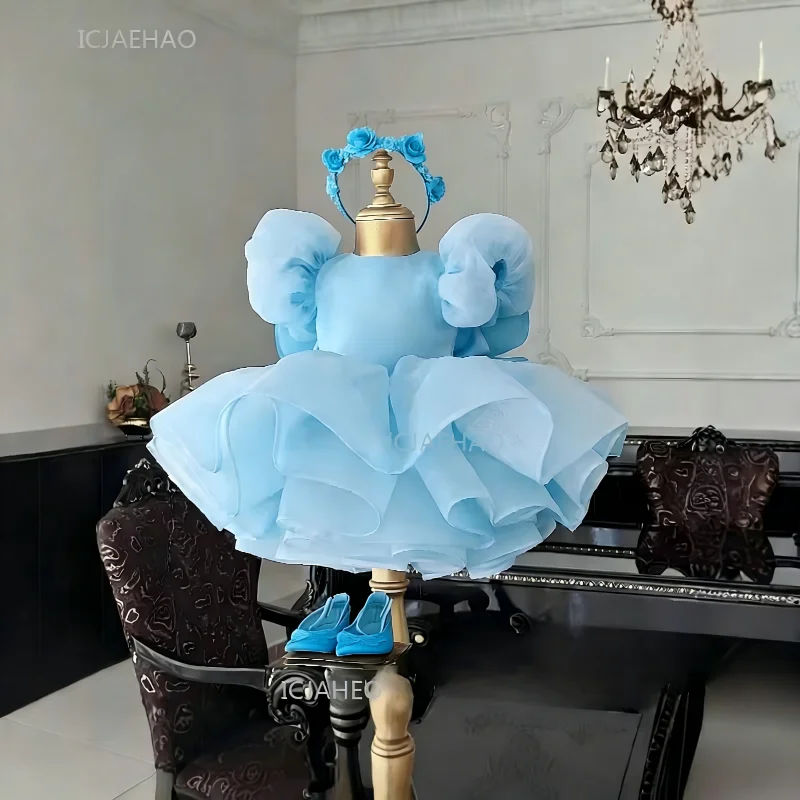 Summer Dresses Party with Wings Cute Tutu Fairy Costume Birthday Celebration Princess Pageant Gown Pink Children Short  First
