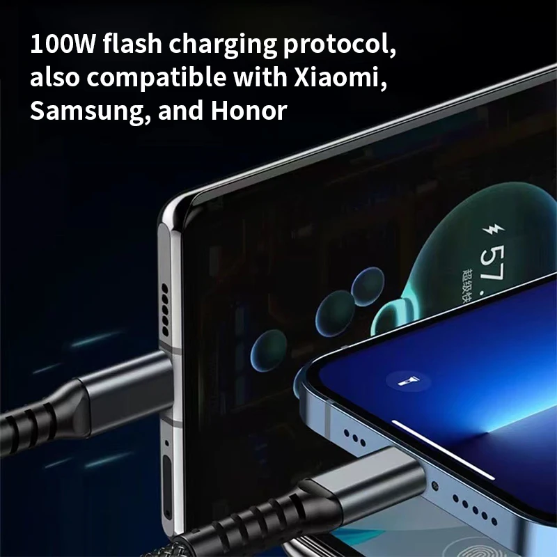 100W LED 3 In 1 Digital Display USB cable Type C Usb Micro For Iphone Samsung Huawei Xiaomi Multi Port Multiple Charging Wire