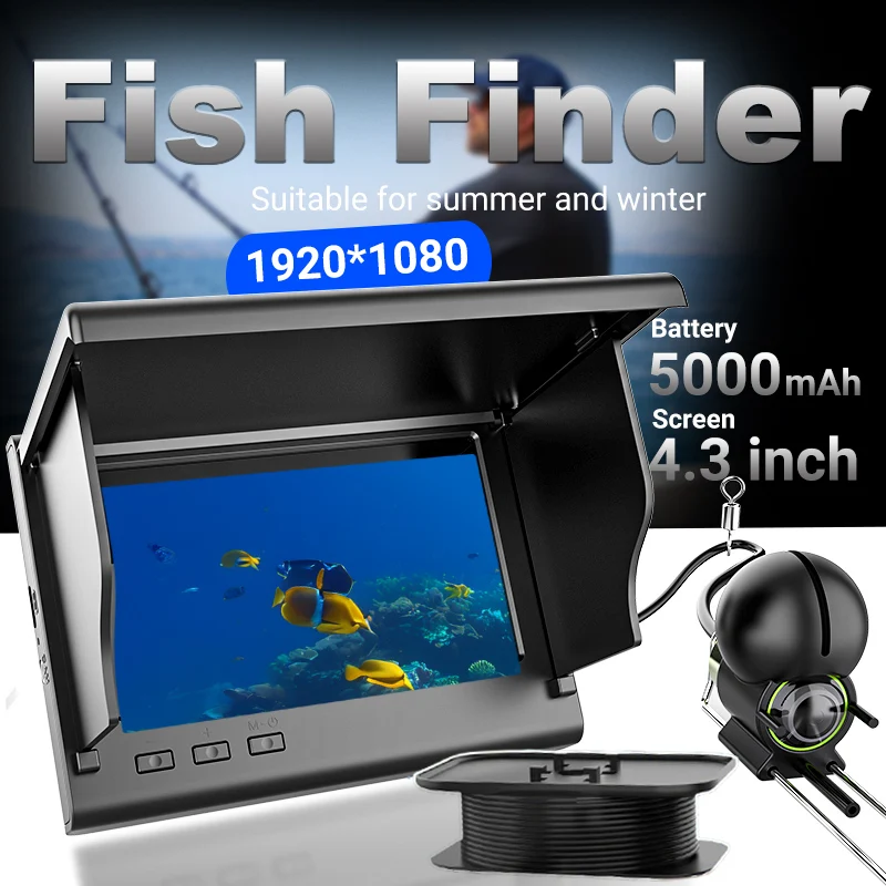 

4,3-дюймовая камера для поиска рыбы 1080P HD, подводная рыболовная камера с ночным видением, портативная камера для зимней рыбалки на озере