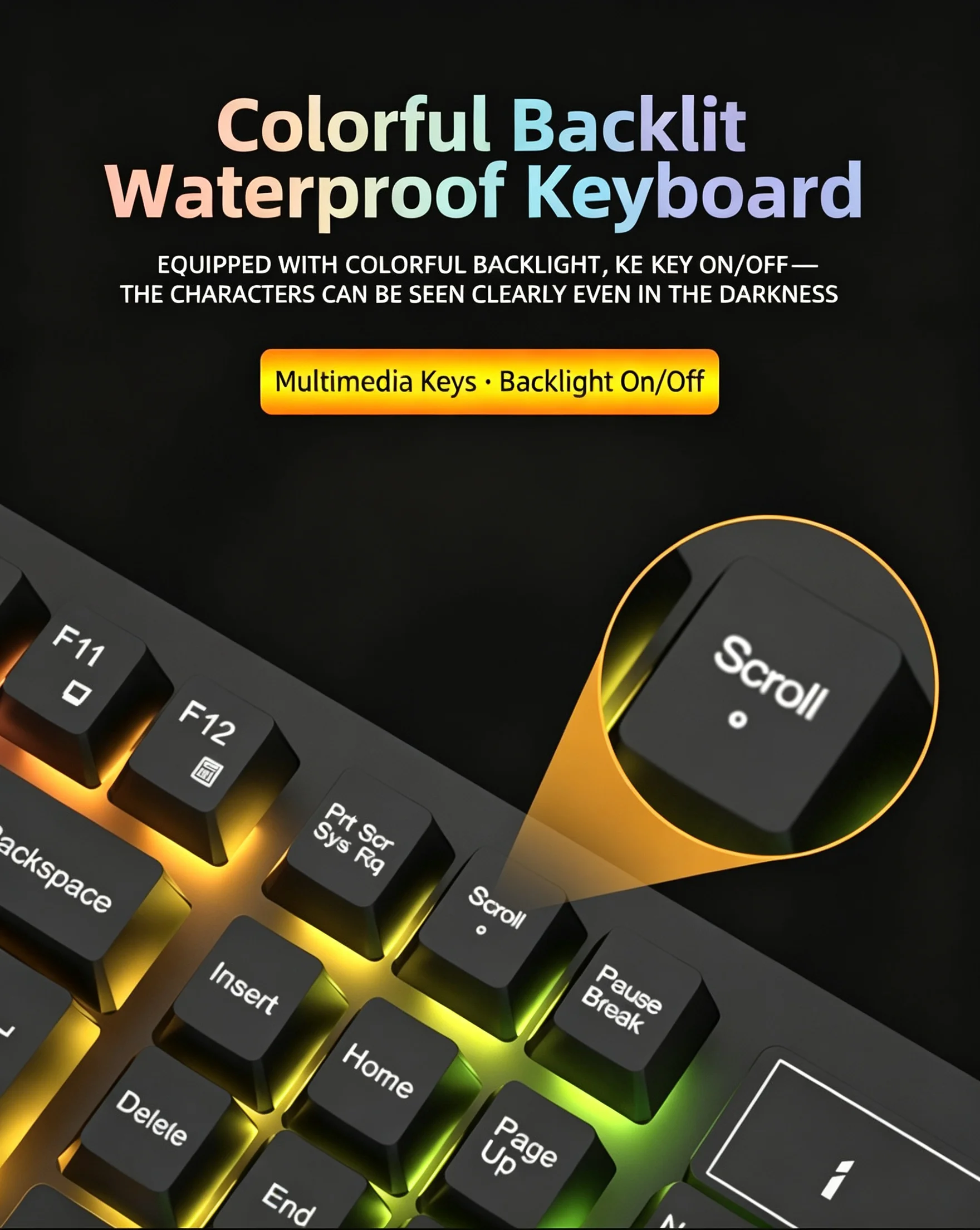 Mechanical Touch Feel RGB Backlit Wired Keyboard Gaming/Office Ergonomic Design Keyboard Support Waterproof  For PC Computer