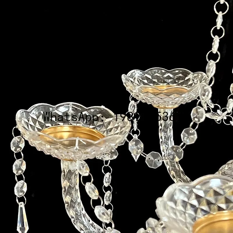 acrylic crystal iron electroplated gold candlestick wedding props decorations