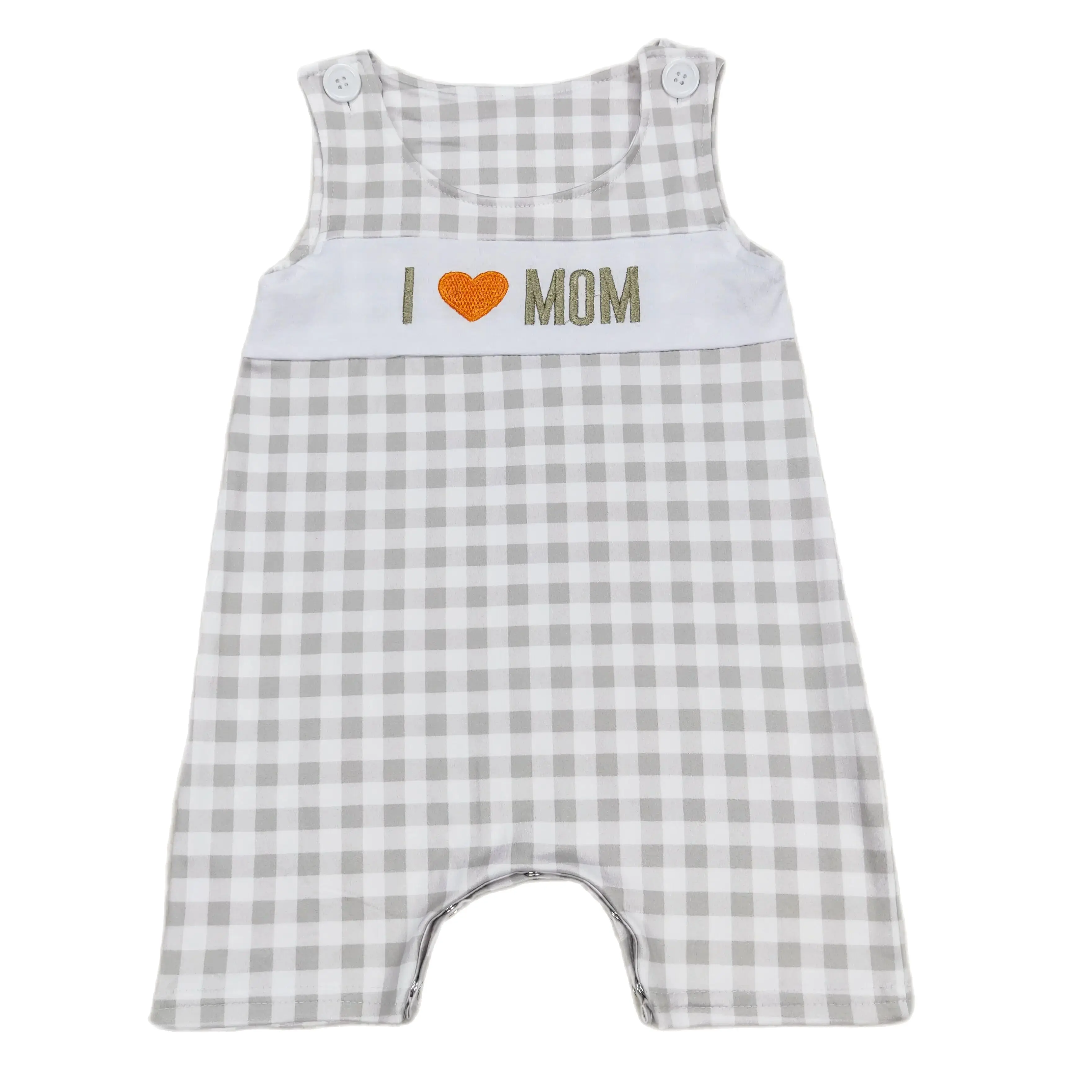 

Wholesale Kids Newborn Embroidery Mom One-piece Coverall Bodysuit Baby Boy Toddler Plaid Romper Summer Jumpsuit Clothing