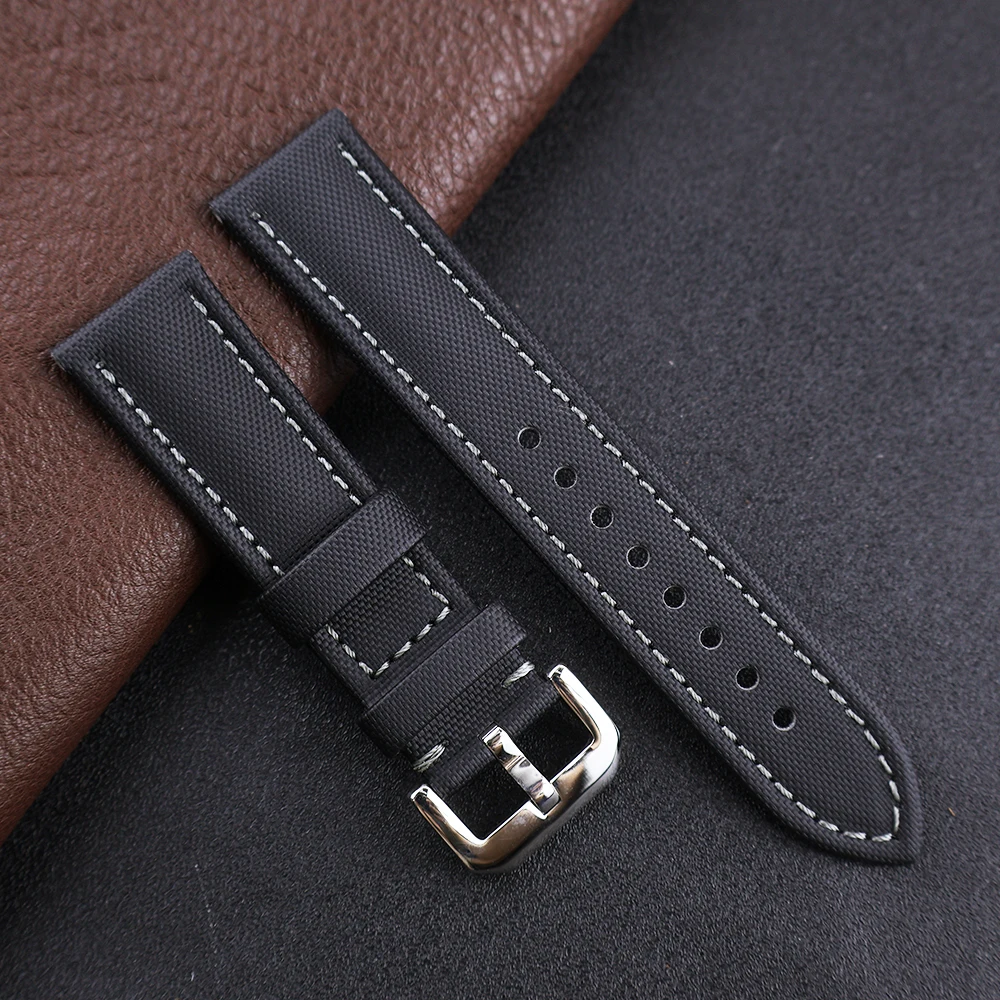 Oxford+Leather Watch Bands 20mm 22mm 23mm Business Waterproof Bracelet For Men\'s Watch Oxford Fabric Straps