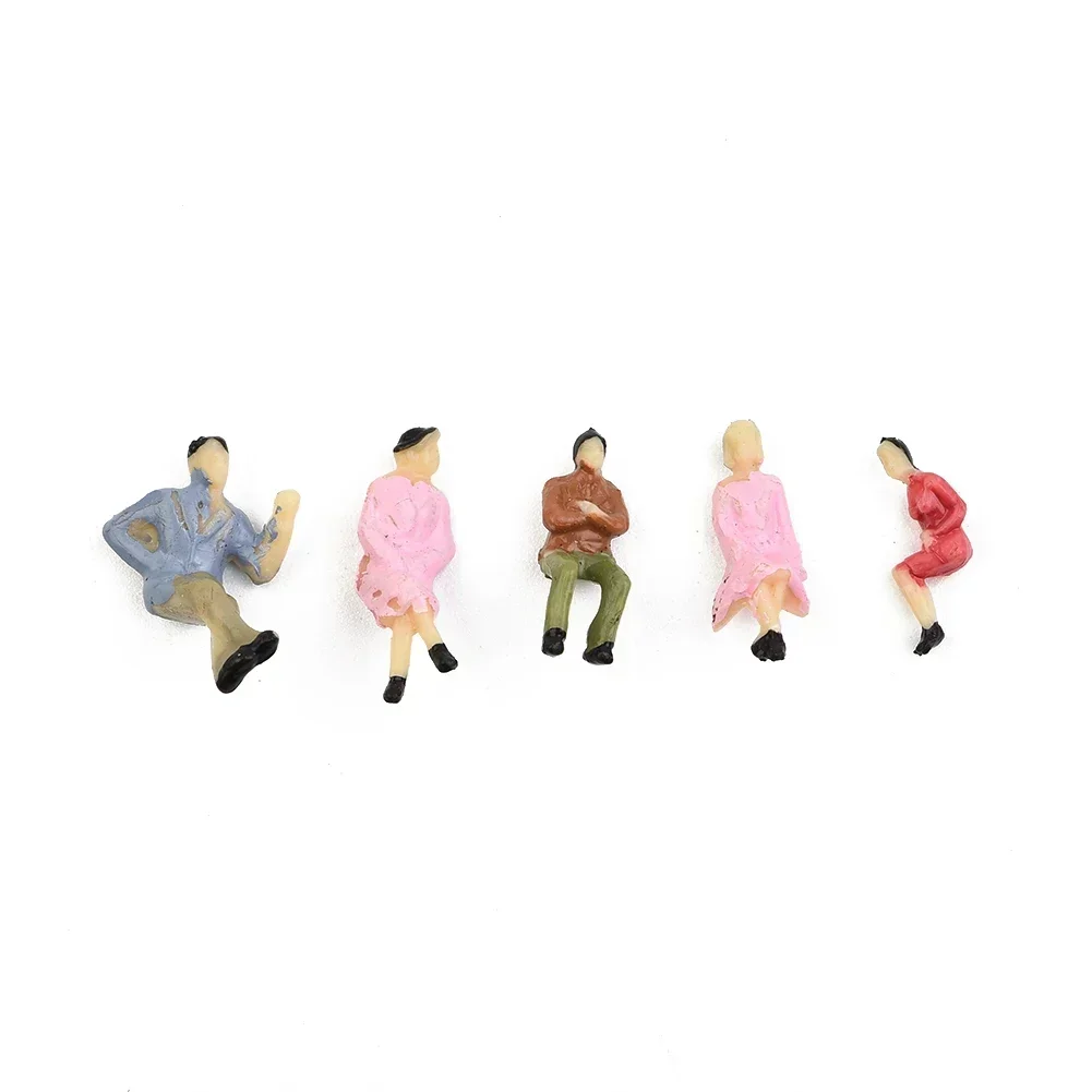 60pcs All Seated 1:87 Painted Figures Passenger HO Scale Sitting People Figures Railway Train Figures Model Layout Garden Decor