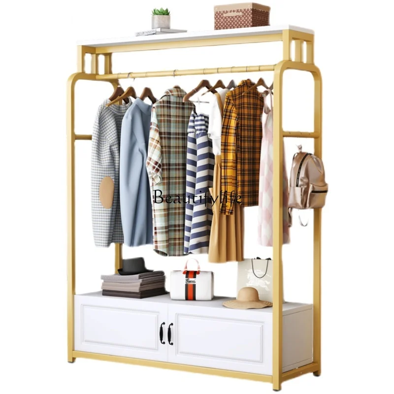 

Coat Rack Floor Bedroom Solid Wood Small Storage Shelves Household Hanging Clothes Single Rod Rack