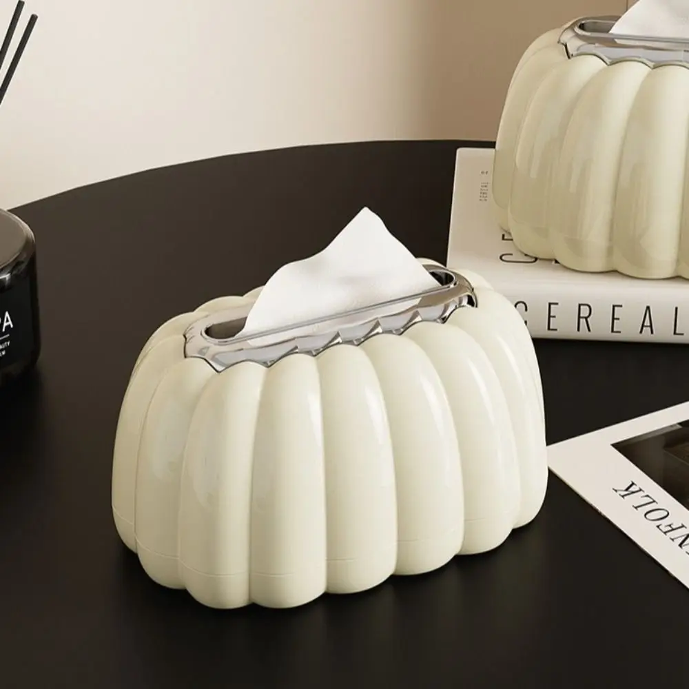 Light Luxury High-grade Tissue Box Plastic Exquisite Pumping Paper Box Pumpkin Shaped Spring Lifting Tissue Holder Restaurant