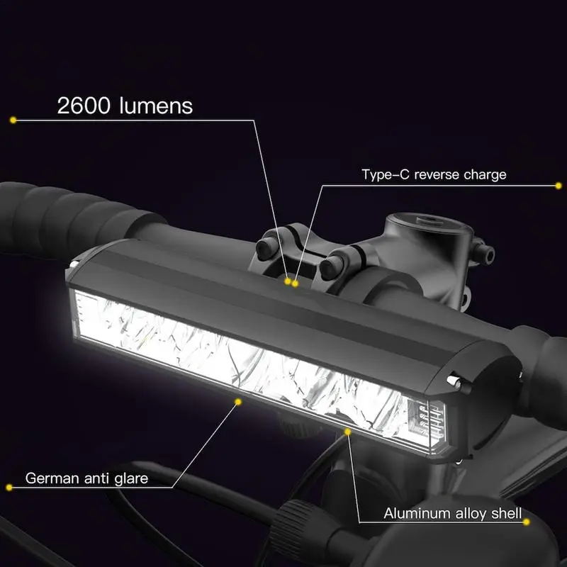 

Rechargeable Bicycle Headlight High Lumens Super Bright Aluminium Front Light 1850 Lumen LED Powerful Front Headlight Waterproof