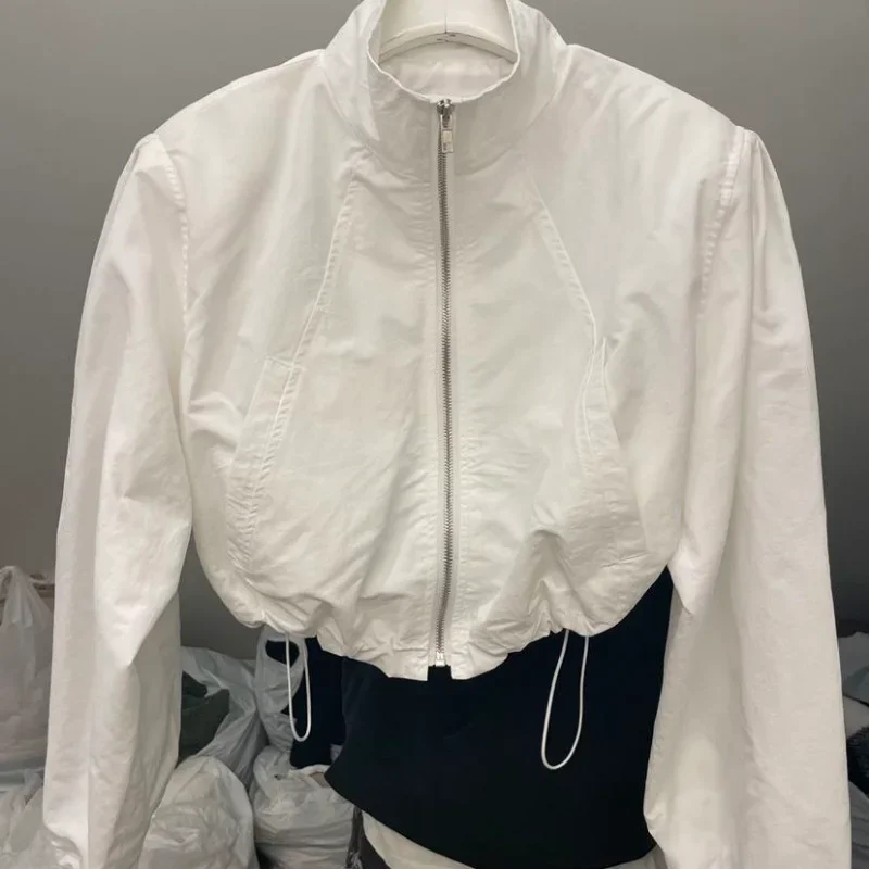 Podzimní vintage dámská větrovka, zkrácená bunda, Harajuku, nadměrná velikost, streetwear, módní dámský elegantní top - náhled 6