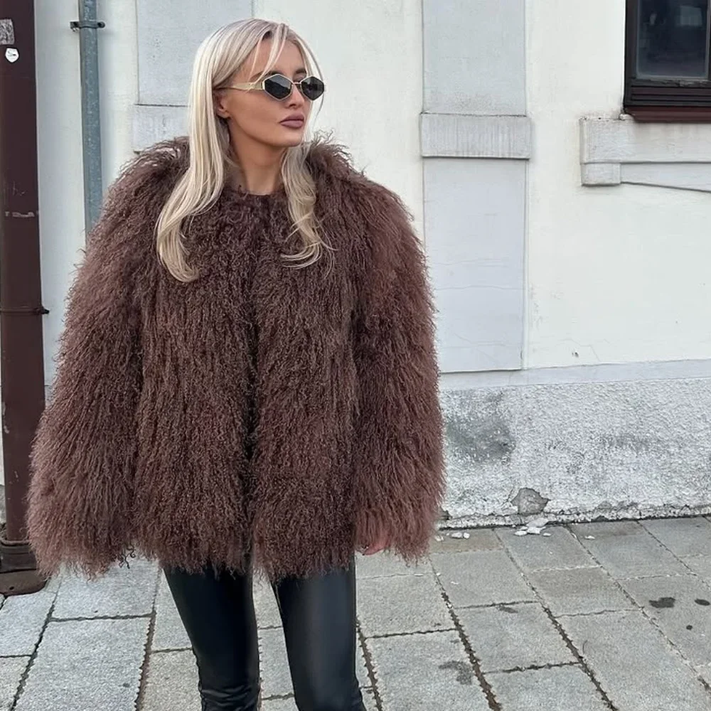 OFTBUY Natural Mongolia Sheep Fur Coat Thick Warm Short Real FurJacket Outerwear Female New Fashion Autumn Winter Clothes Women
