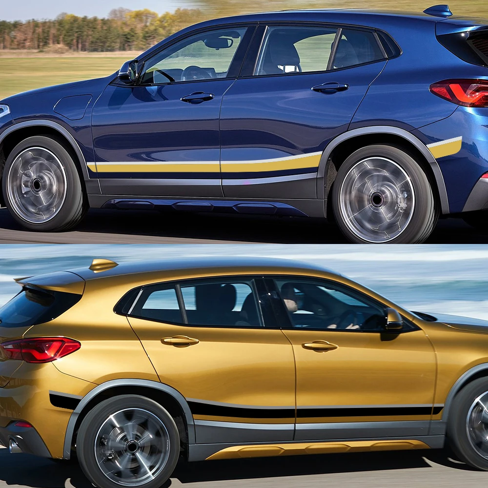 

2 Pcs Car Body Door Side Stripes Sticker Irregular Long Stripe Car Sticker Waterproof Vinyl Decoration Decal For BMW X2 F39 U10