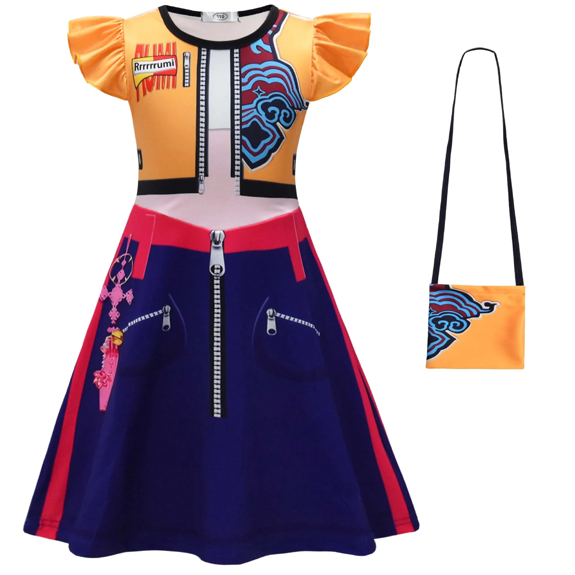 

Children Zoey Mira Rumi Demon Hunters Cosplay Costume for Girl Halloween Movie K-Pop Group Idol Role Play Flying Sleeve Dress
