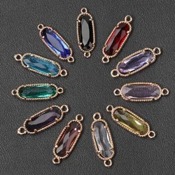 10PCS Oval Glass Crystal Beads Connector 7x20mm Glass Pendant Charms for Jewelry Making DIY Bracelet Necklace Wholesale