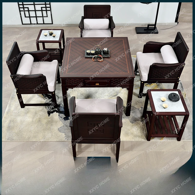 High-End New Chinese Solid Wood Mahjong Machine Mahjong Table Automatic Dining Table Dual-Purpose in One Household