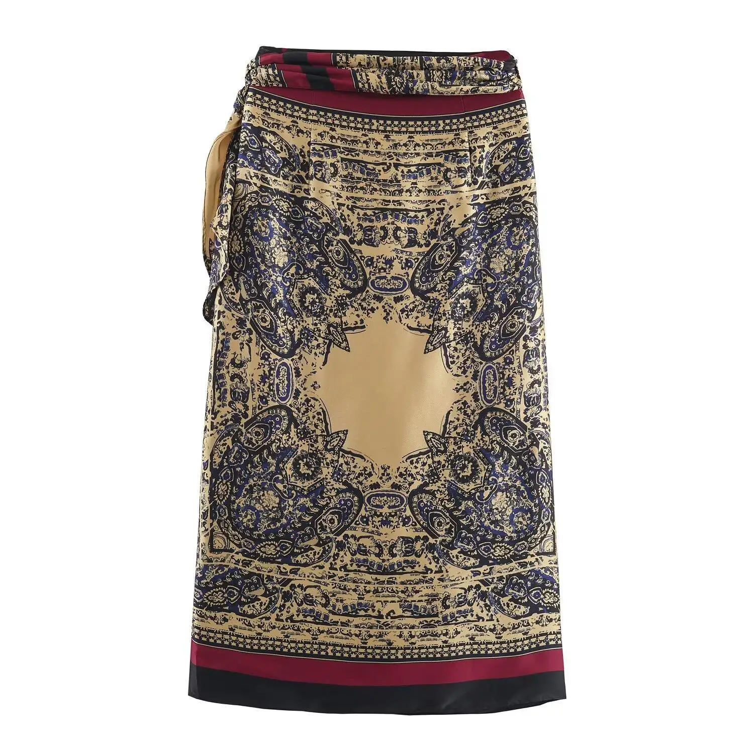 Cross-Border Women's Paisley Scarf Half Skirt 11908 Polyester Fiber A-Line Skirt mid Waist Design Spring Season Loose Fit