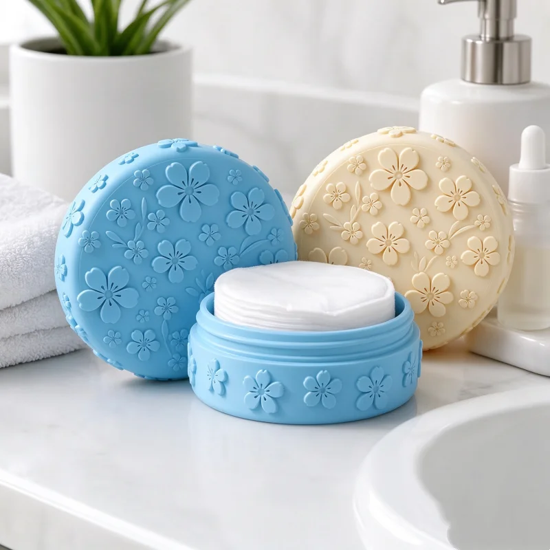 2/1 Piece of Randomly Colored Cherry Blossom Embossed Makeup Storage Box, 3D Printed Dust-Proof Storage Jar with Lid, High Aesthetic Value Girly Style Resin Makeup Box, Perfect Holiday Gift
