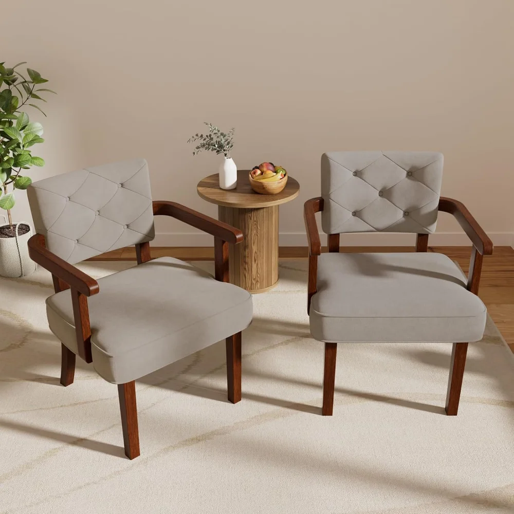 

Oversize Accent Chairs Set of 2,Mid-Century Modern Sillas para Salas Modernas 2 Pc,Wooden Set of 2 Accent Chairs