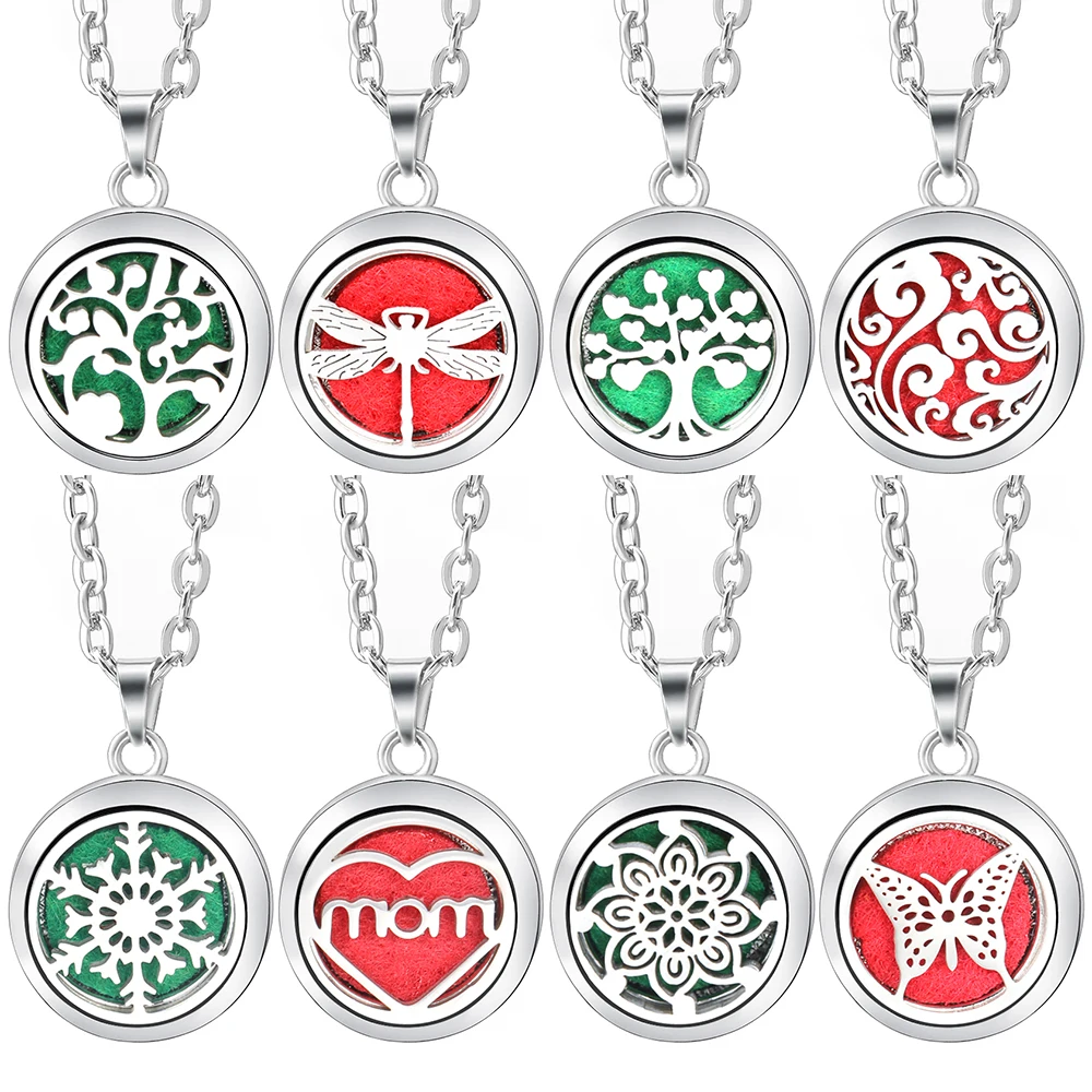 

40 Types Patterns Aromatherapy Necklace Jewelry Stainless Steel Essential Oil Diffuser Perfume Locket For Charm Woman Pendant