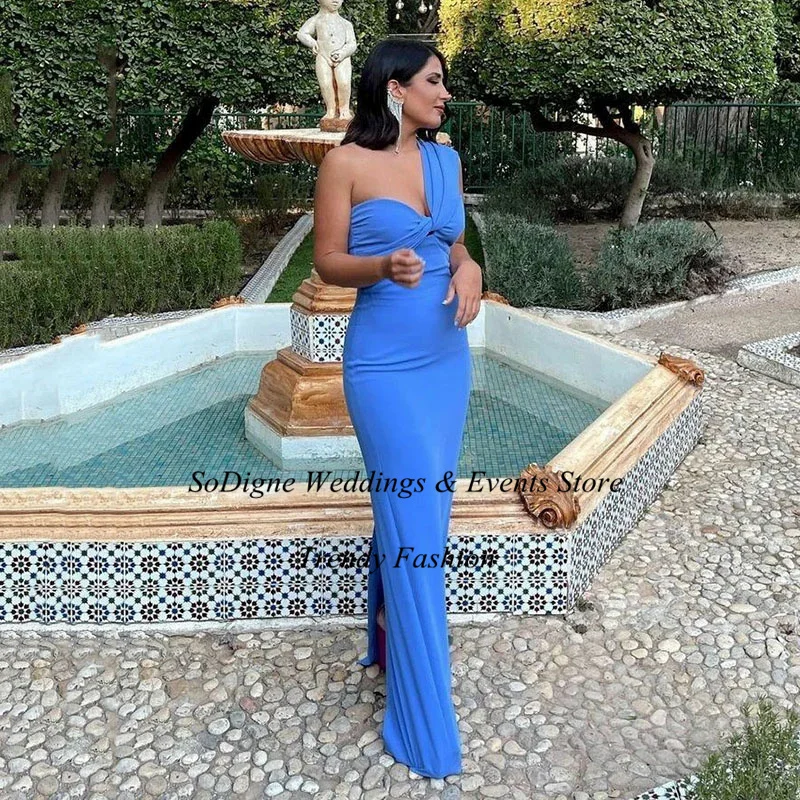 SoDigne Sexy Long One-Shoulder Bridesmaid Dress 2023 Slit Mermaid Formal Prom Gown Women Long Gala wedding Party Dress