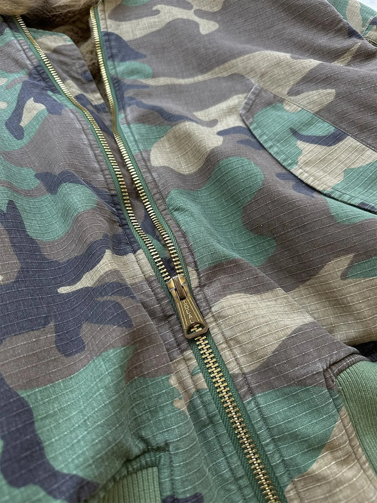 Men s Winter Coat Warm Double Sided Camouflage Jacket Thick Cotton Parka with Fur Collar Outdoor Military Style Trench Coat