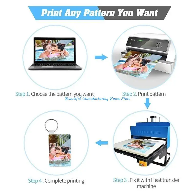 

E56A 50Pieces Double-Side Printed Heat Transfer Ornament Blanks for Gift Making DIY