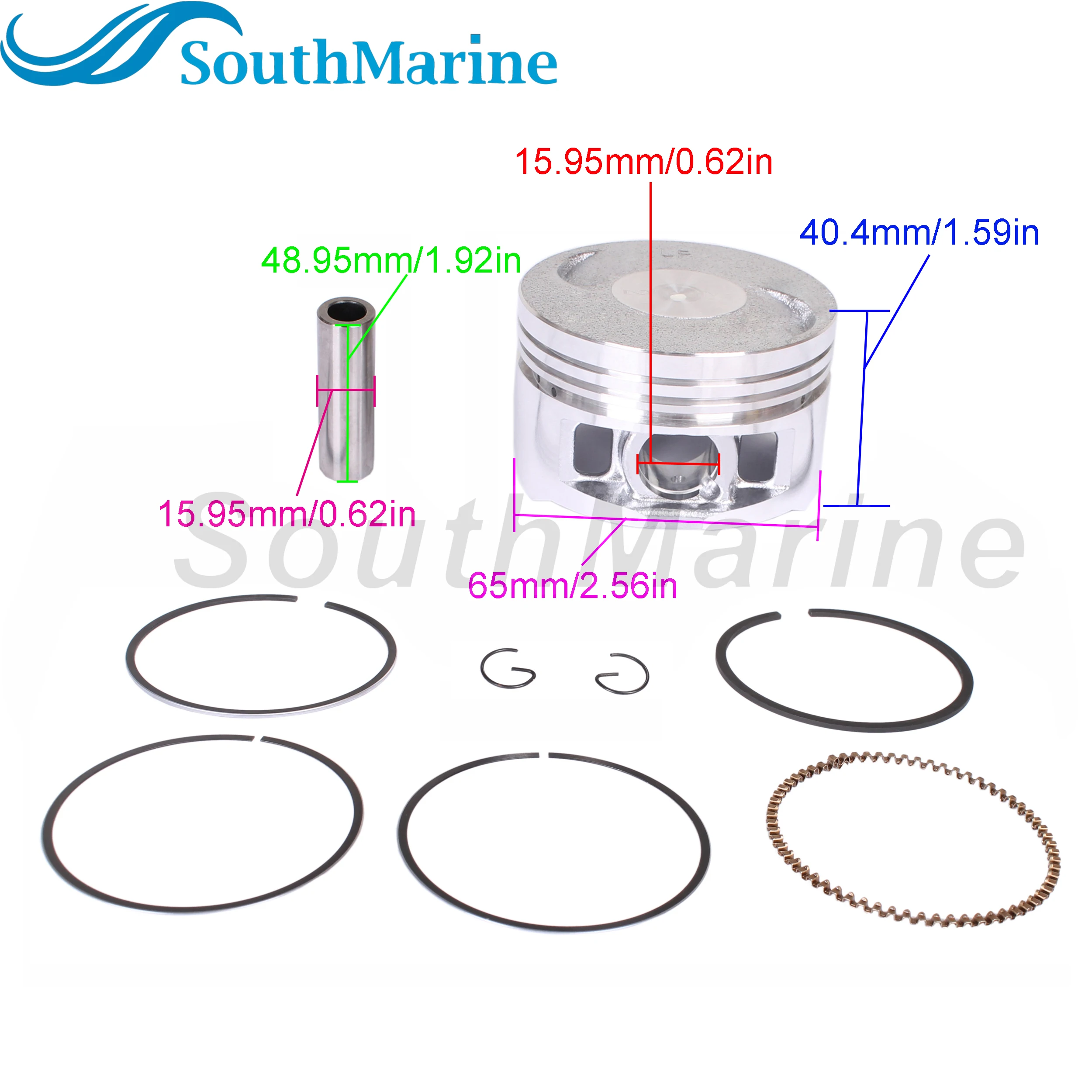 Boat Engine 65W-11631-00-96 STD Piston Set & 67C-11603-01 00 Ring for Yamaha / F25-05020100 for Parsun HDX 25HP 30HP 40HP