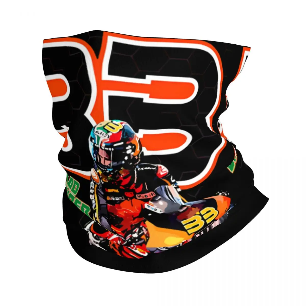 Bandana de motocross impressa para adultos, capa de pescoço, bandana, Brad Binder, lenço facial, corrida, unissex, número 33, inverno, elegante