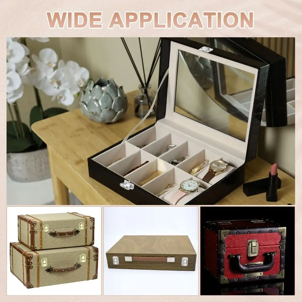 10pcs Decorative Vintage Antique Lock Zinc Alloy Bronze Finish Hasp Latches Retro Wooden Box Latch Hardware Components