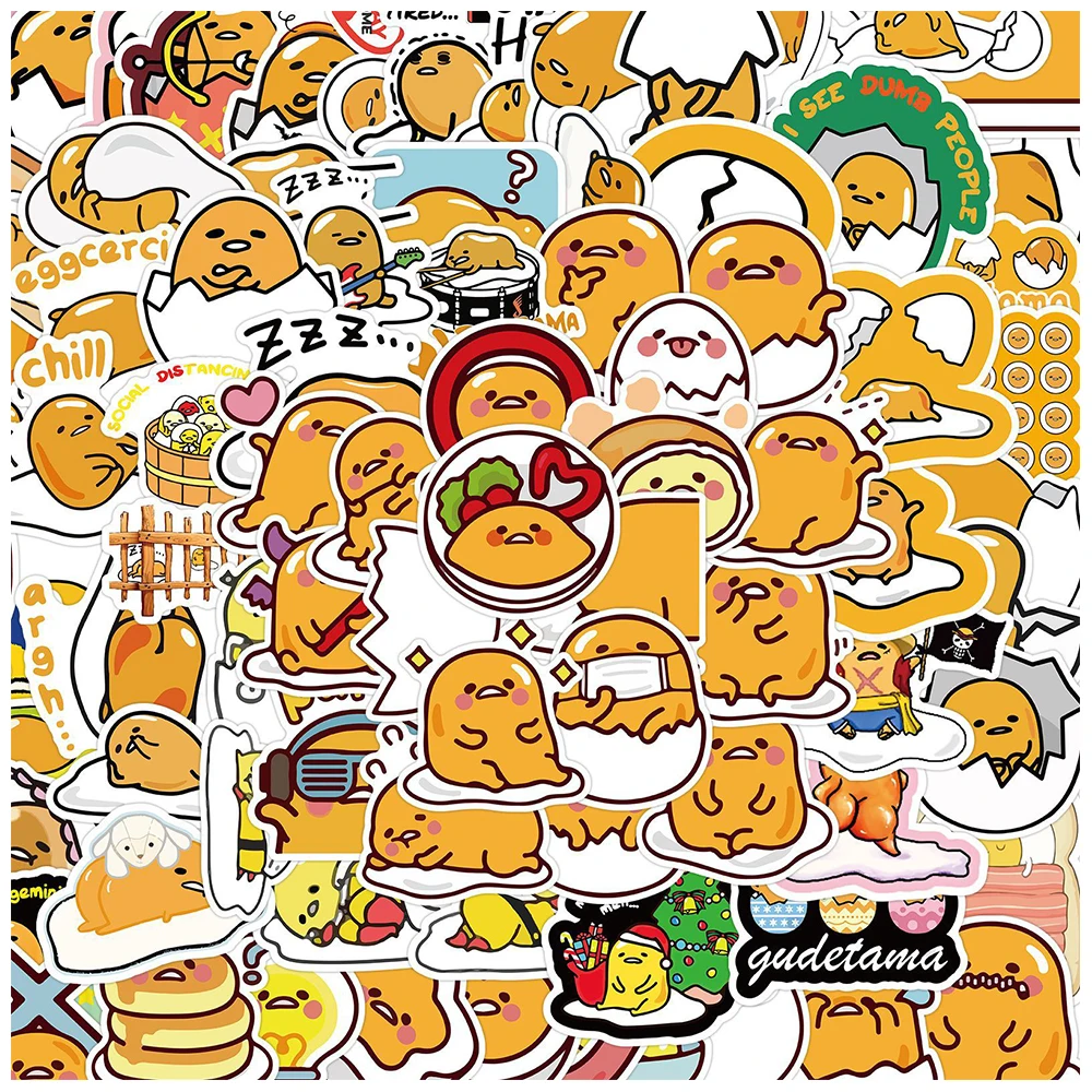 10/30/60/120PCS Kawaii Cartoon Gudetama Stickers Decals Decorative Diary Guitar Luggage Laptop Cute Kids Anime DIY Sticker Toys