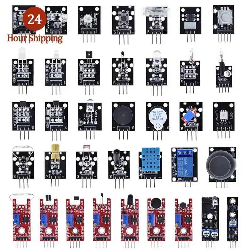 For Arduino 45 Kinds of Sensors Digital Temperature Humidity RGB LED Soil Buzzer Sound Ultrasonic Sensor Module UNO R3 MEGA2560