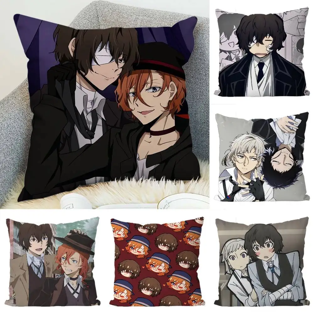 

Bungo Stray Dogs Pillow Case Luxury Double-sided For Car Pillows 45x45 Cushions Cover Home And Decoration Sofa Pillowcase 50x50