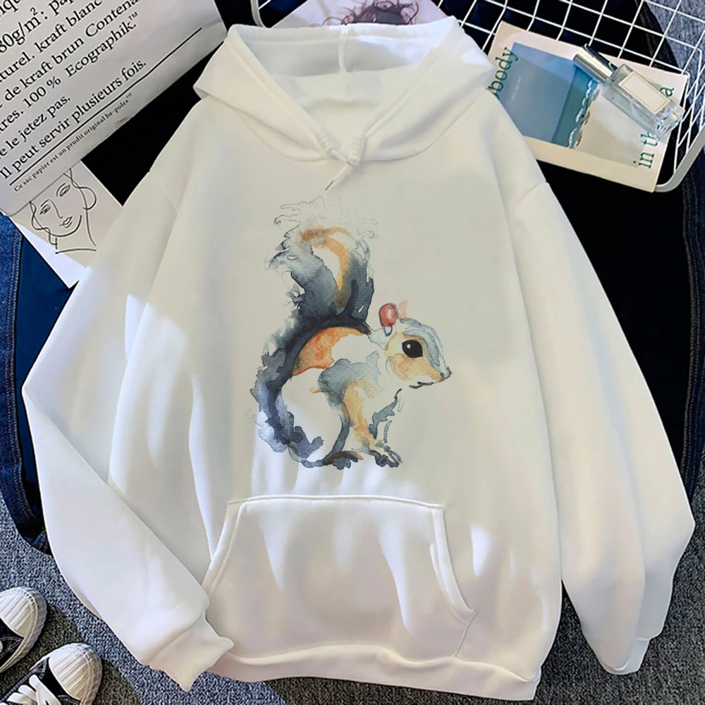 

Squirrel hoodies women 90s vintage Fleece Winter Pullover Hood women Fleece clothing