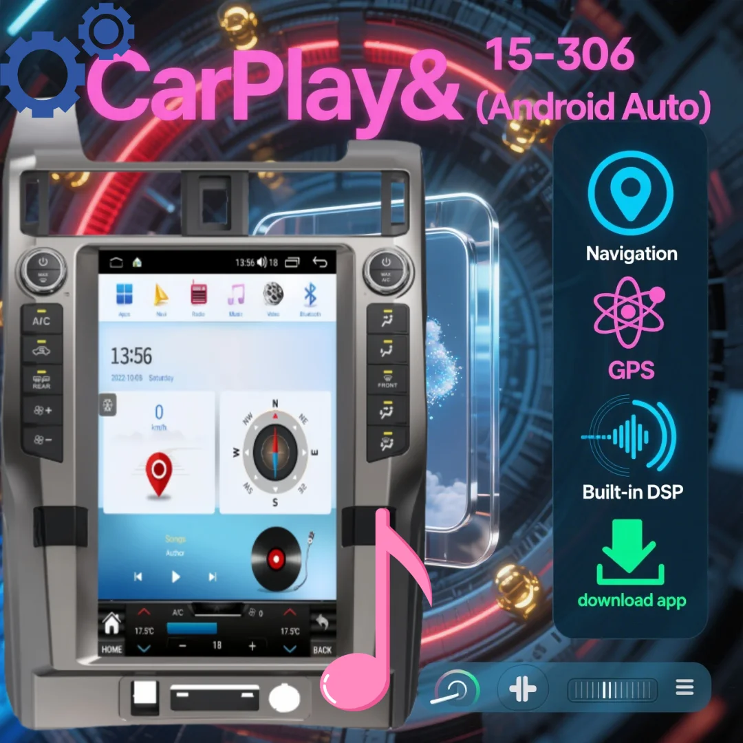 16 Inch Android For Toyota 4 RUNNER 2010-2023 Multimedia Player Wireless CarPlay Automotive Multimedia GPS Navi Head Unit