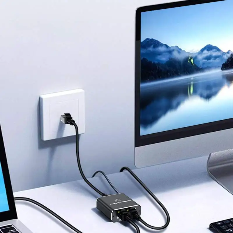 Network Transfer Router With One To Two Simultaneous Internet Access Splitter For PC Laptop Switch TV Box Ethernet Port Gigabit