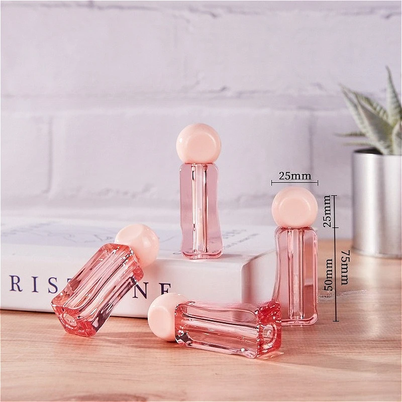 3ml Pink Semi-Transparent Lip Gloss Tube, Empty Refillable Lip Glaze Container, Cosmetic Split Packaging