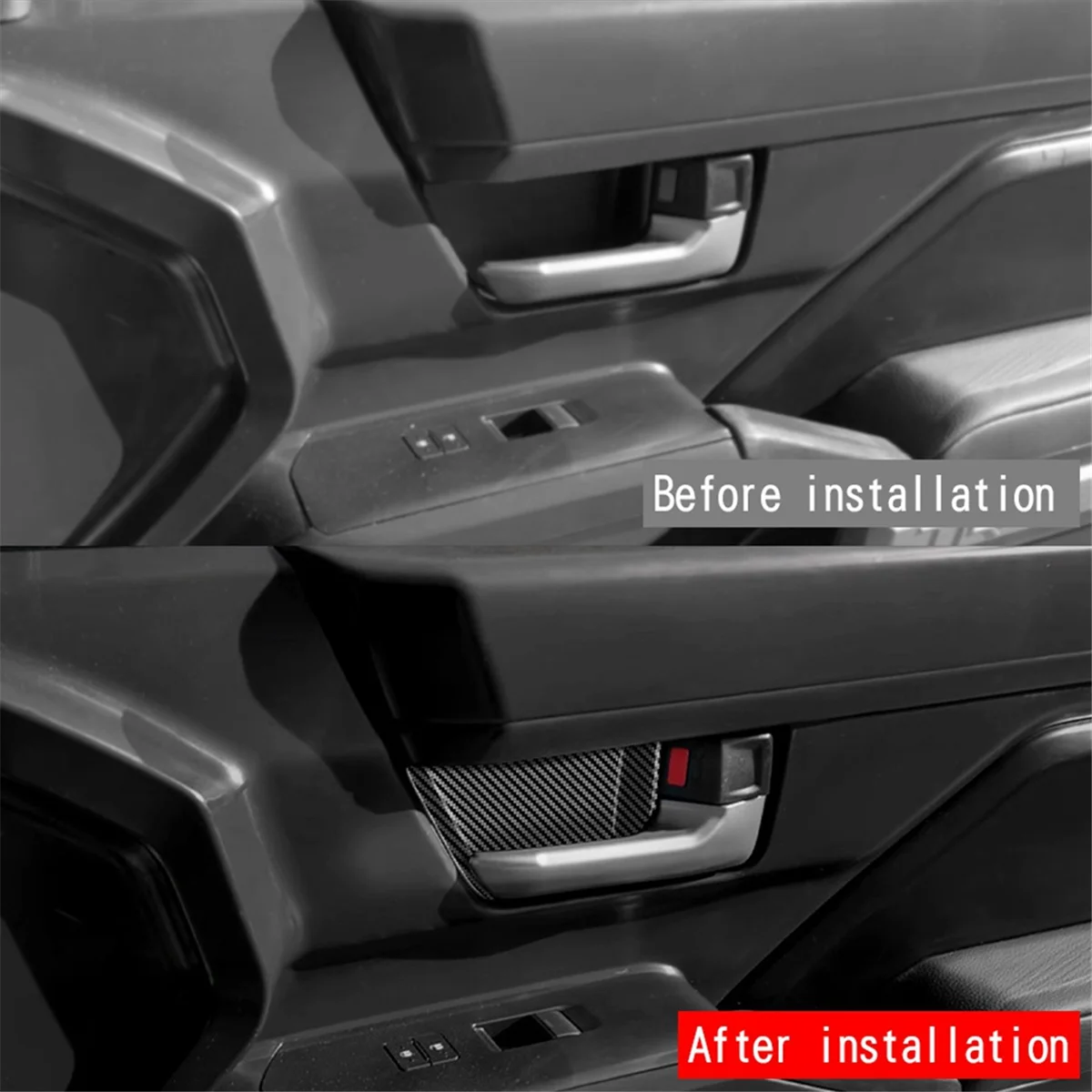 Внутренняя дверная ручка автомобиля, крышка чаши, отделка для Toyota TACOMA 2024, аксессуары для салона автомобиля, углеродное волокно