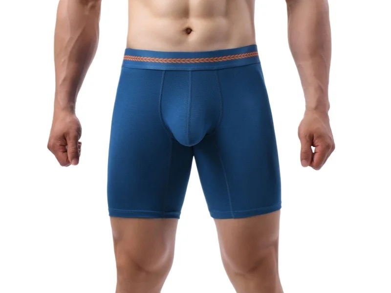Herren Baumwoll-Boxershorts mit Langem Bein, Großer Tasche und Anti-Scheuer-Effekt für Sport und Freizeit