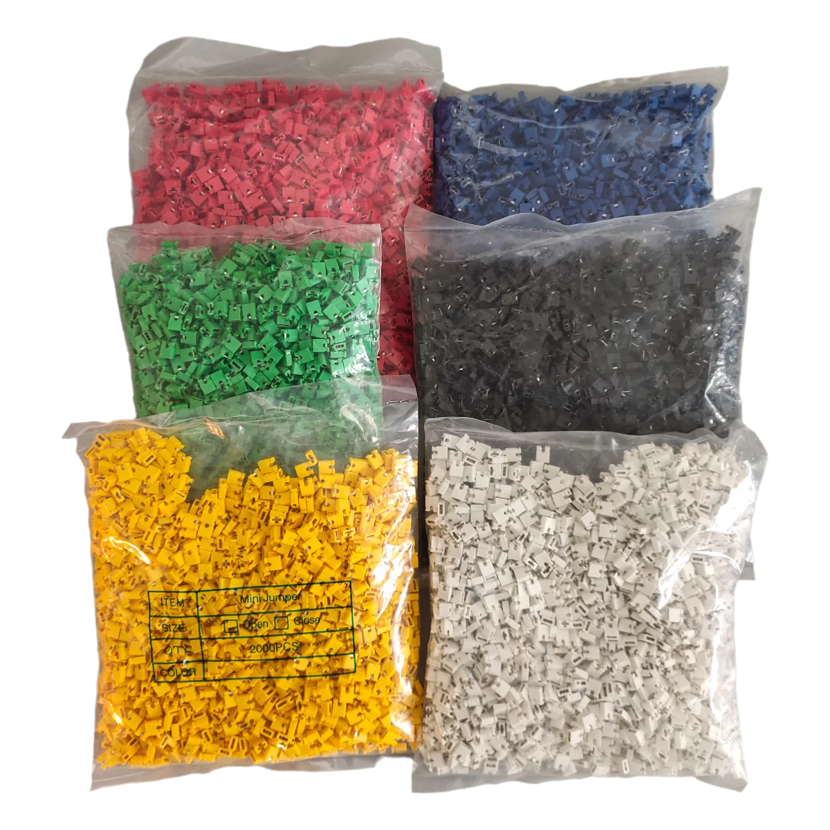 2000PCS/Bag Colorful 2.54mm Standard Computer Jumper Blocks Connector Short Circuit Block Hat Pin Head for Electronic Components