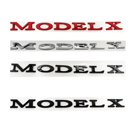 TESLA 모델 X용 크롬 블랙 트렁크 글자, 모델 X 엠블럼, 전면 후면 T 모양 배지