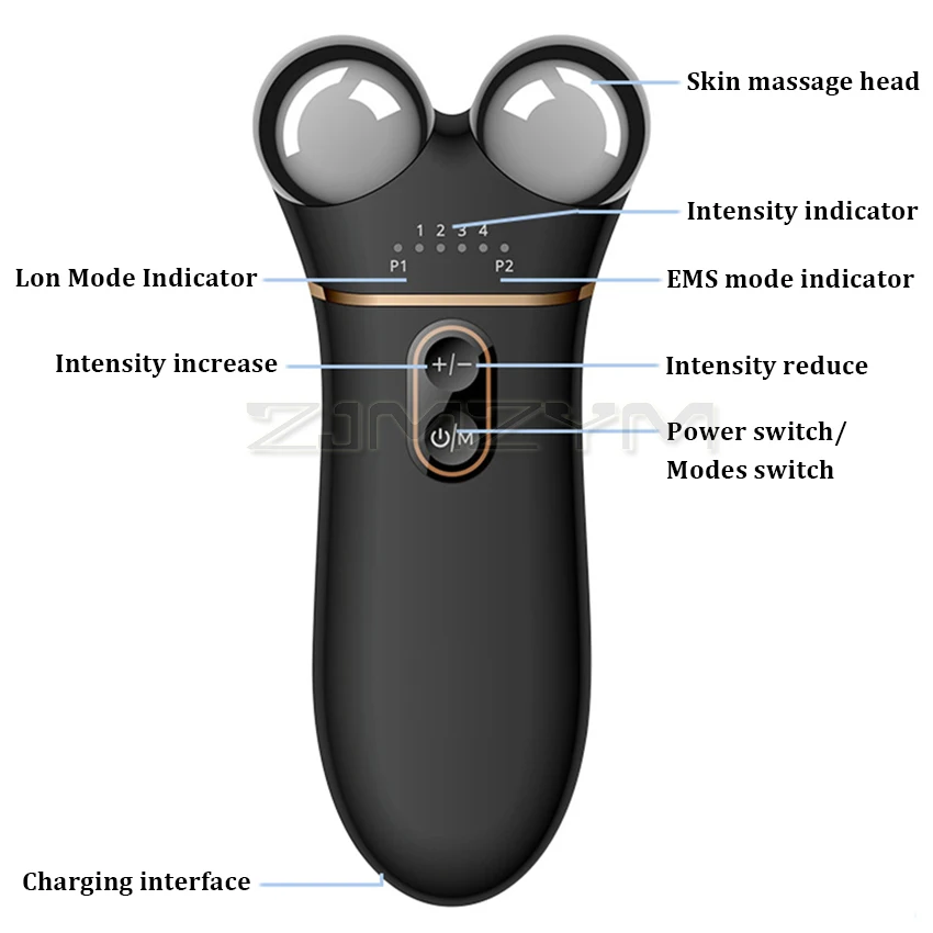 Bio Microcurrent Face Lift Facial Ion Skin Rejuvenation Beauty Spa Wrinkles Removal Lymphatic Drainage Device