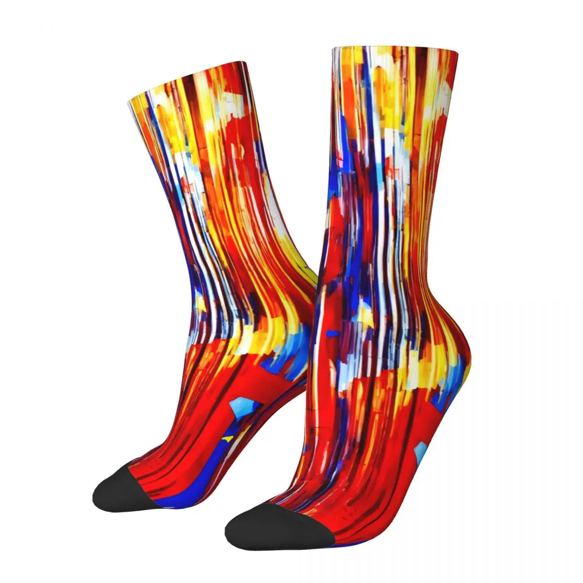 Retro Blue Star Line Men's compression Socks Unisex Harajuku Pattern Printed Novelty Crew Sock