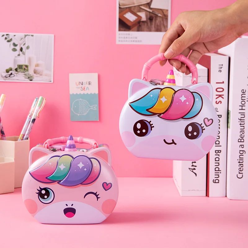 Cartoon Money Save Box Children Toy Survival Handbag Portable Coin Bank Cute Piggy Bank Anti-fall Piggy Bank Creative with Lock