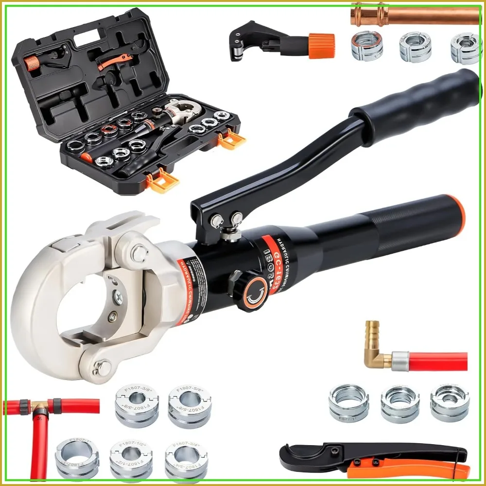 Copper Pipe Crimping Tool Kit with Interchangeable Dies for PEX & Copper