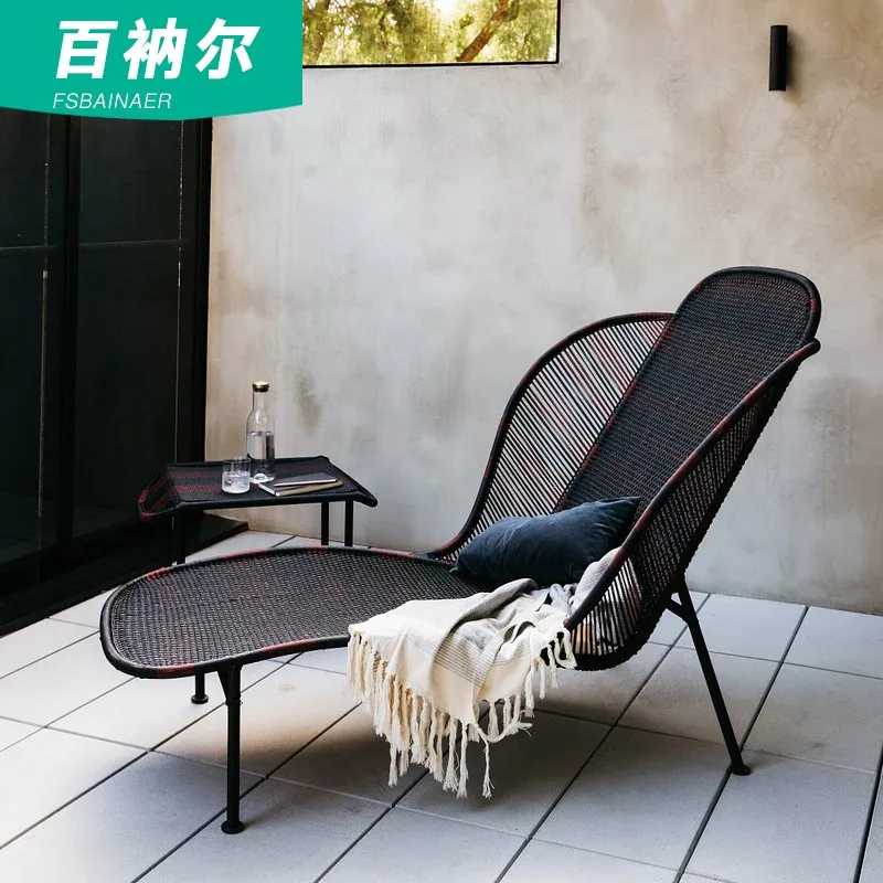 Outdoor recliner courtyard villa sunbathing recliner rope leisure chair B & B outdoor garden terrace rattan table and chairs