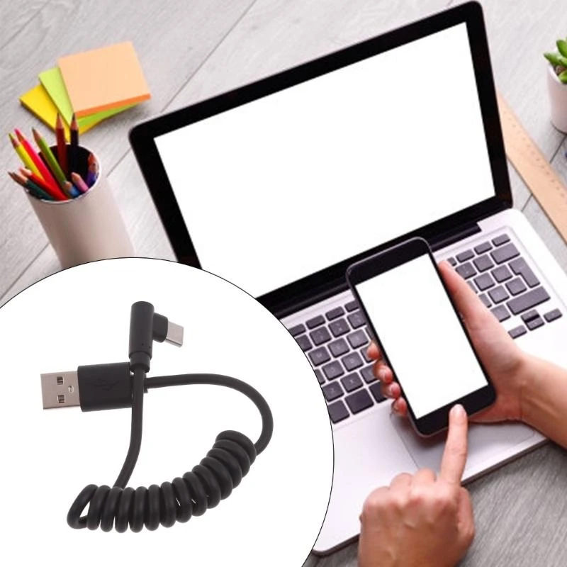 090F 60W USB2.0 إلى النوع C شحن البيانات 480MBPS ملفوفة الزاوية زاوية USB C